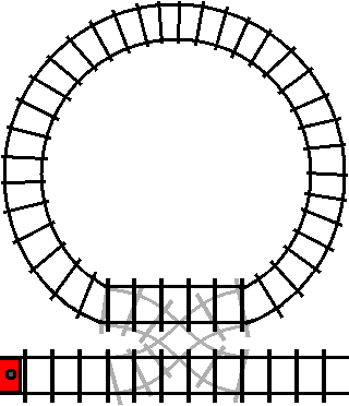 The train skips entering the loop entirely because the track is not switched