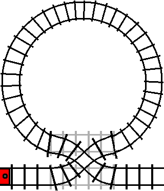 The train skips entering the loop entirely because the track is not switched