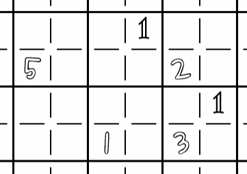 The mouse presses down on a quadrant, then moves to another quadrant. A corresponding quadrant in another square that shares the same value becomes highlighted.